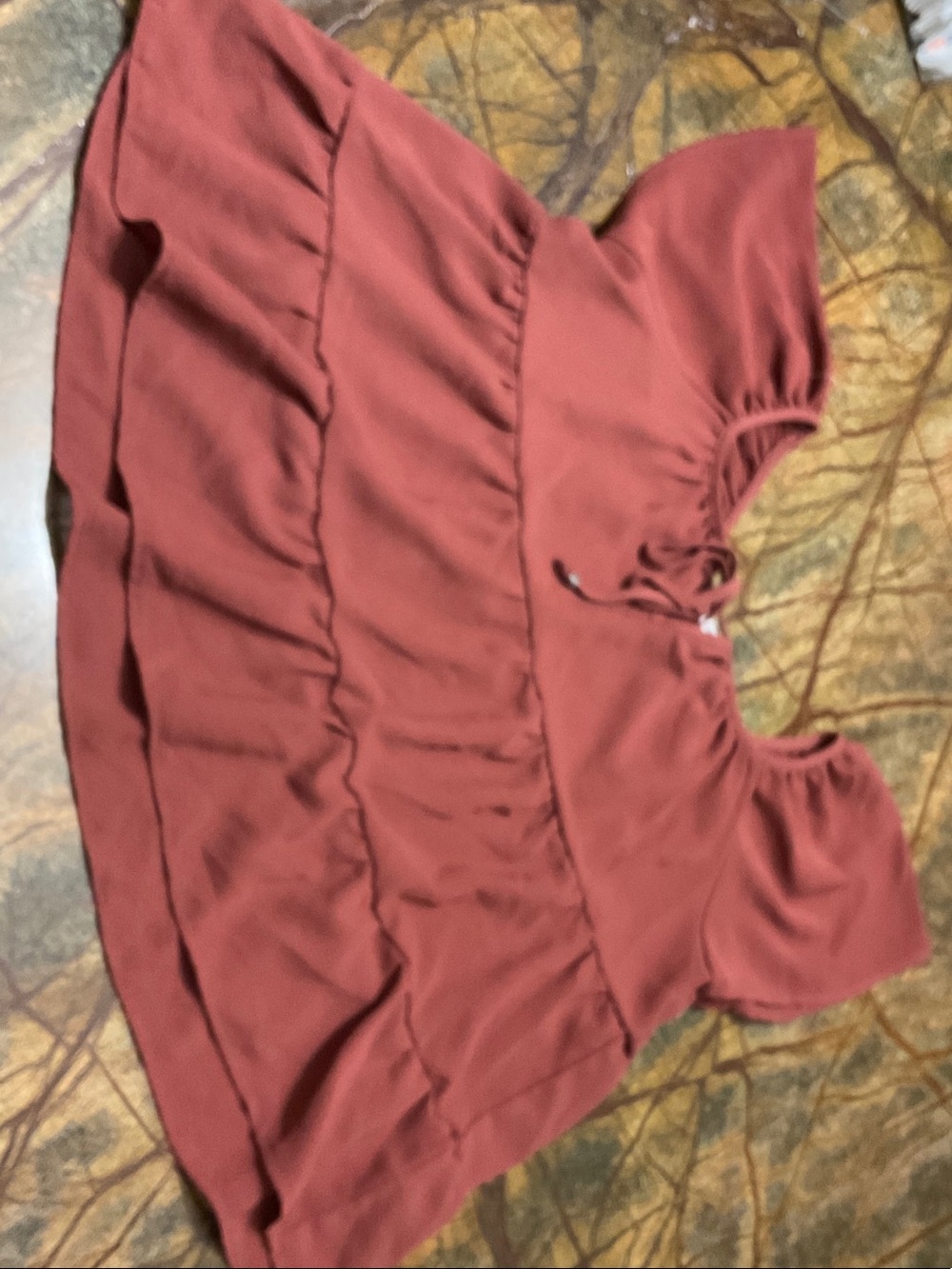 Olive & Oak Rust Tiered Ruffle Peplum Blouse